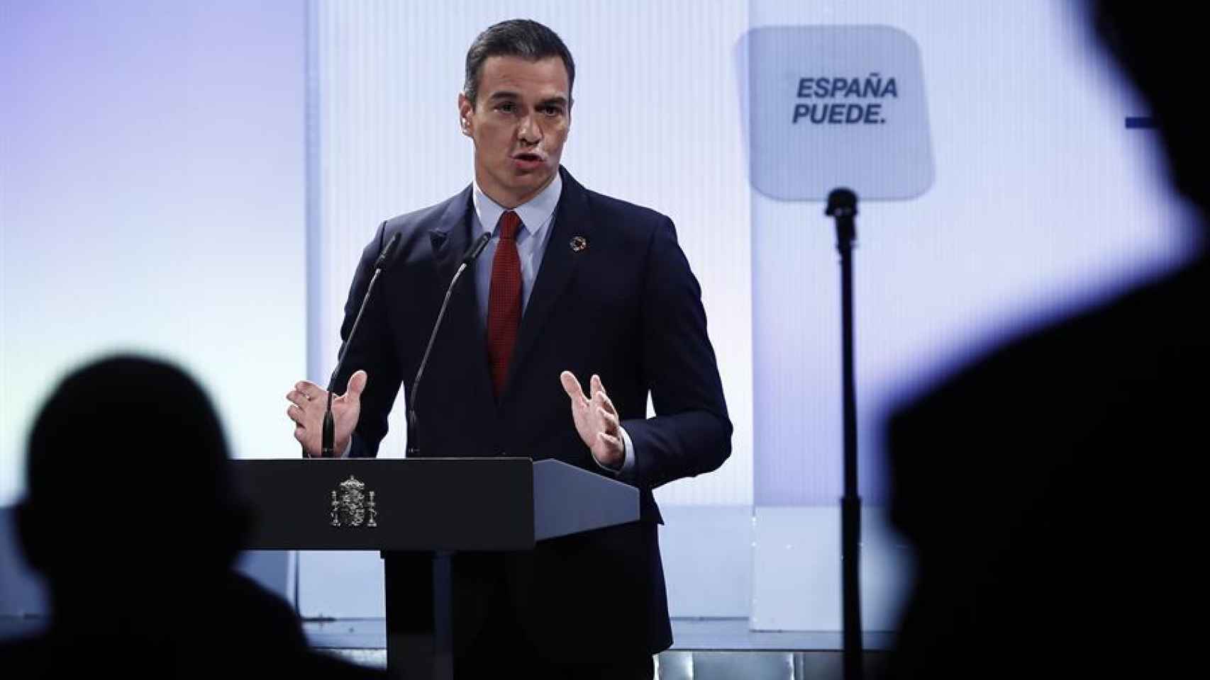 Sánchez, durante su discurso en el evento 'España puede'.