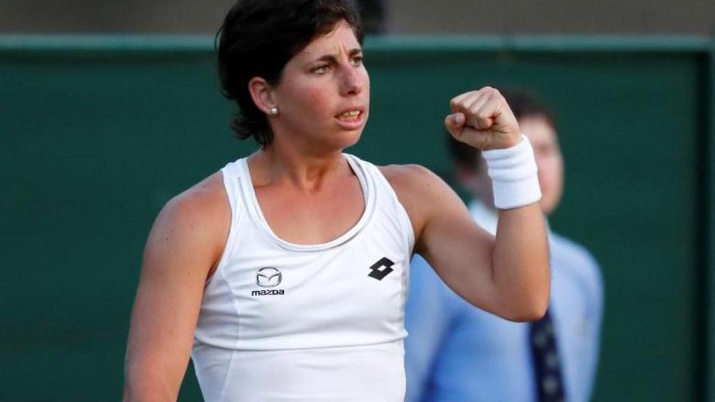 Carla Suárez durante un partido de Wimbledon