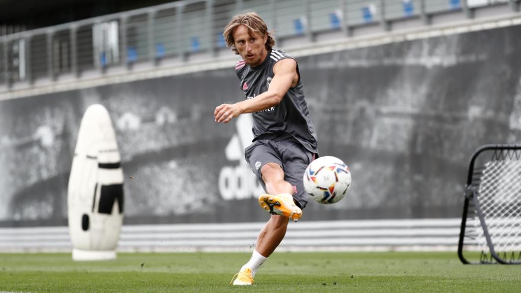 Modric durante un entrenamiento del Real Madrid