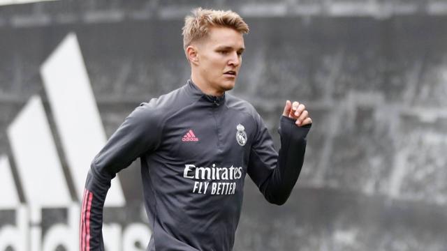 Odegaard durante un entrenamiento del Real Madrid