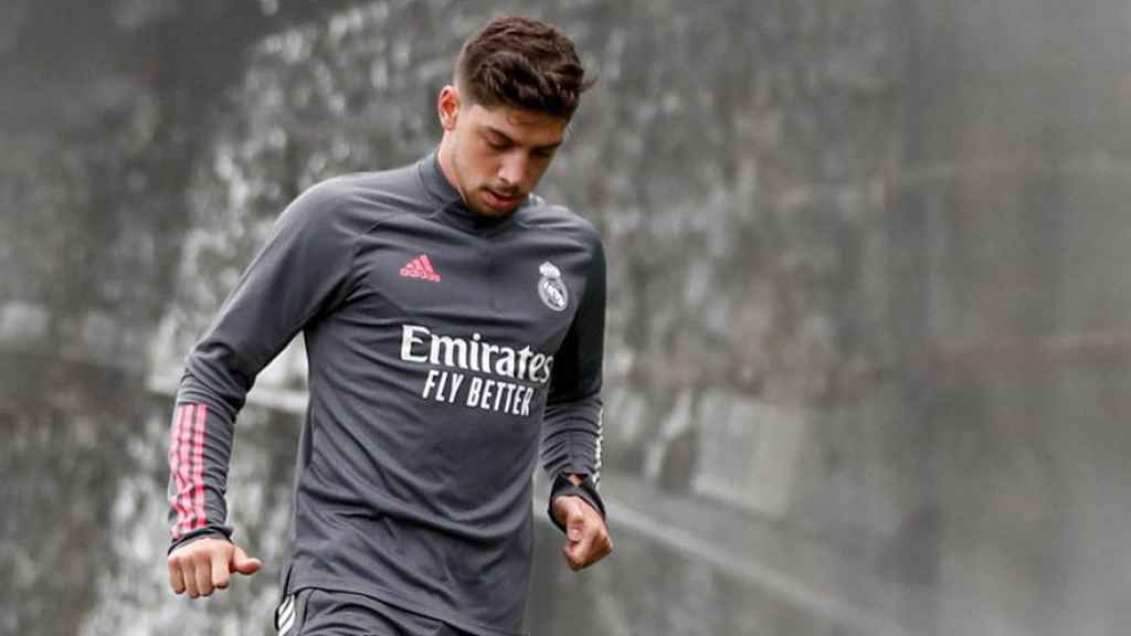 Fede Valverde entrenando con el Real Madrid