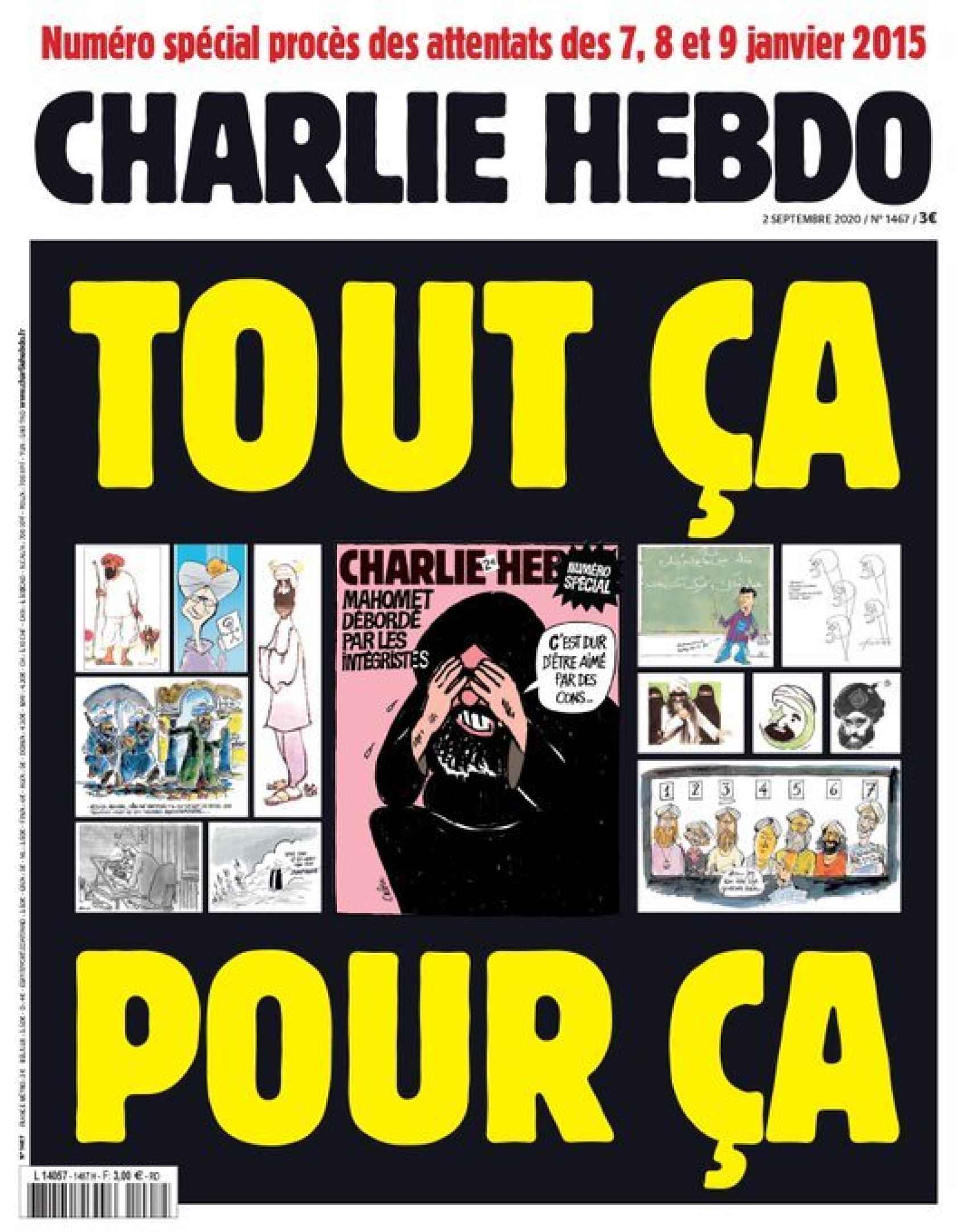 Portada de Charlie Hebdo en la que recuperó las caricaturas de Mahoma.
