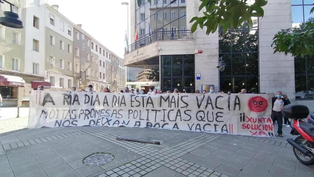 Protesta de mariscadores en Ferrol.