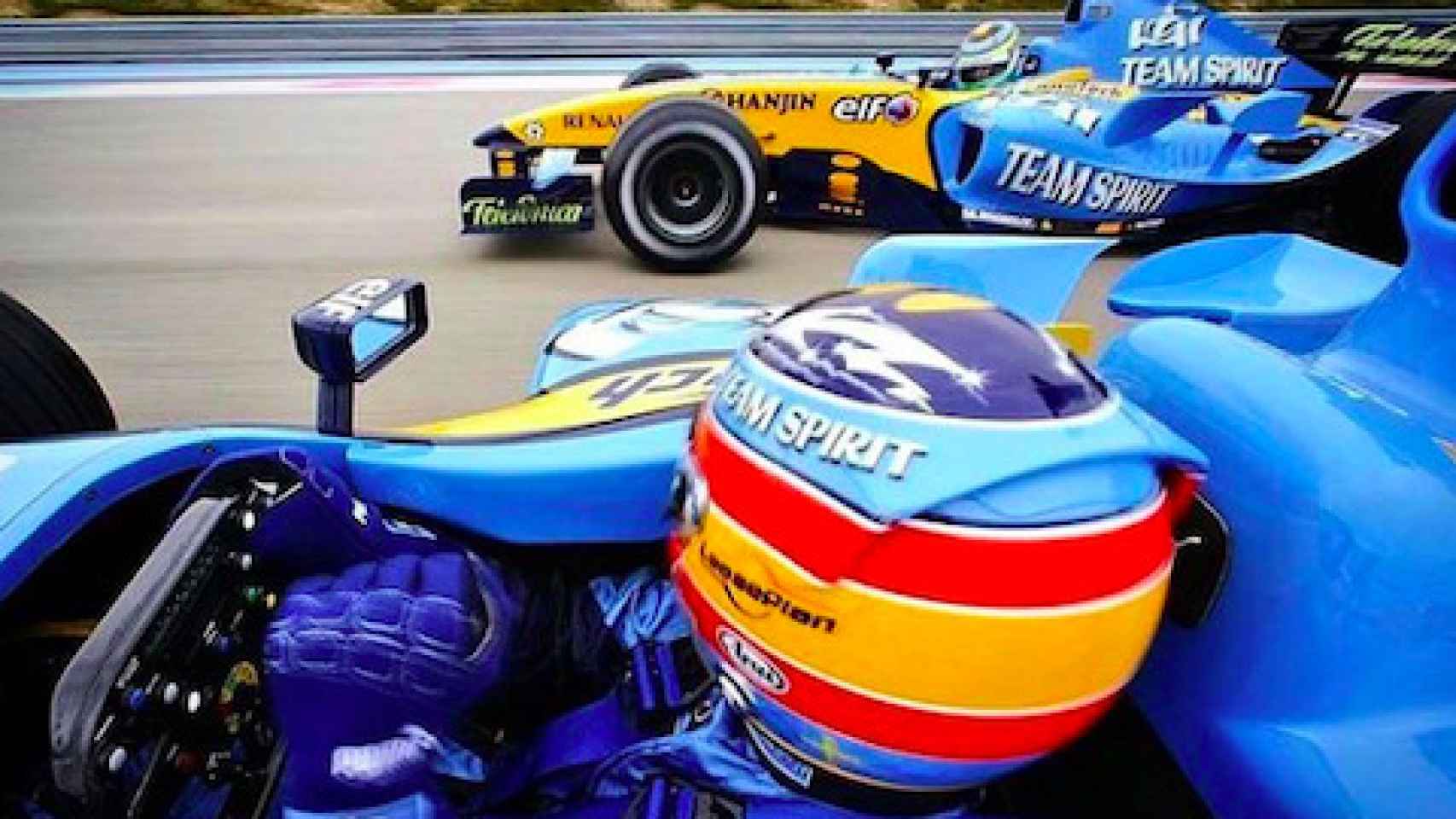 Fernando Alonso y Fisichella con el Renault 2005