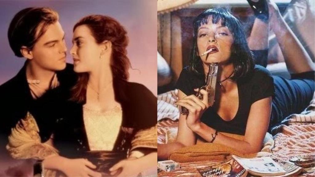 Imágenes de las películas Titanic y Pulp Fiction.