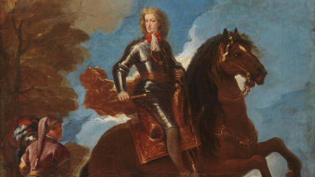 Carlos II a caballo, retratado por Luca Giordano.