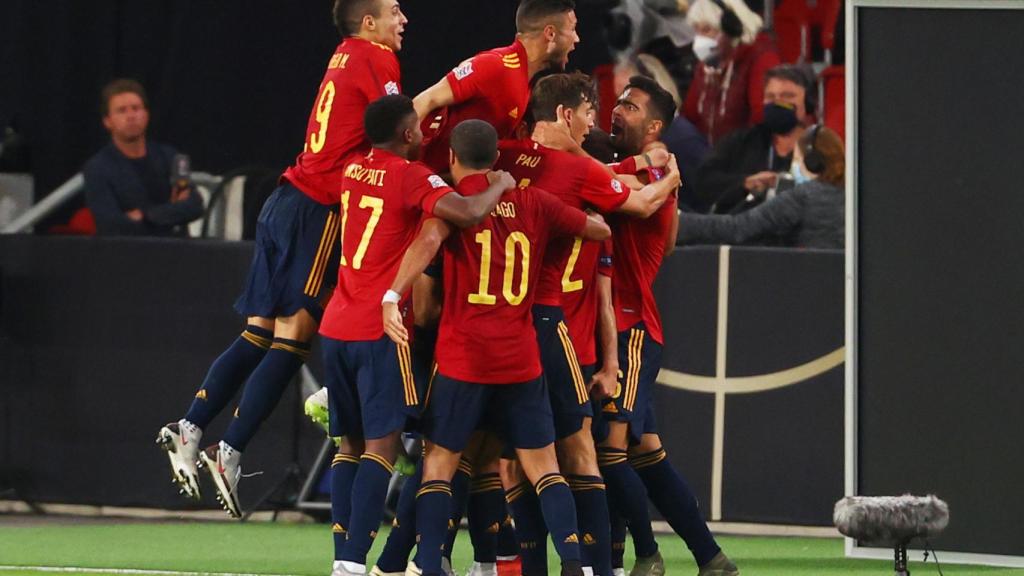 España celebra un gol