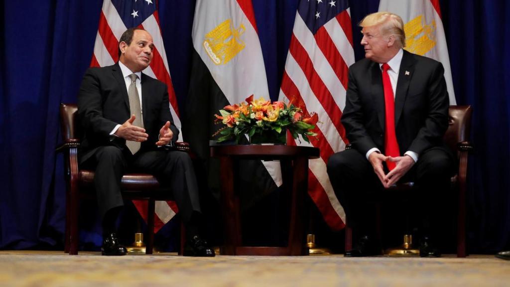 El presidente egipcio, Abdelfatah al Sisi, y Donald Trump durante una reunión en Nueva York.