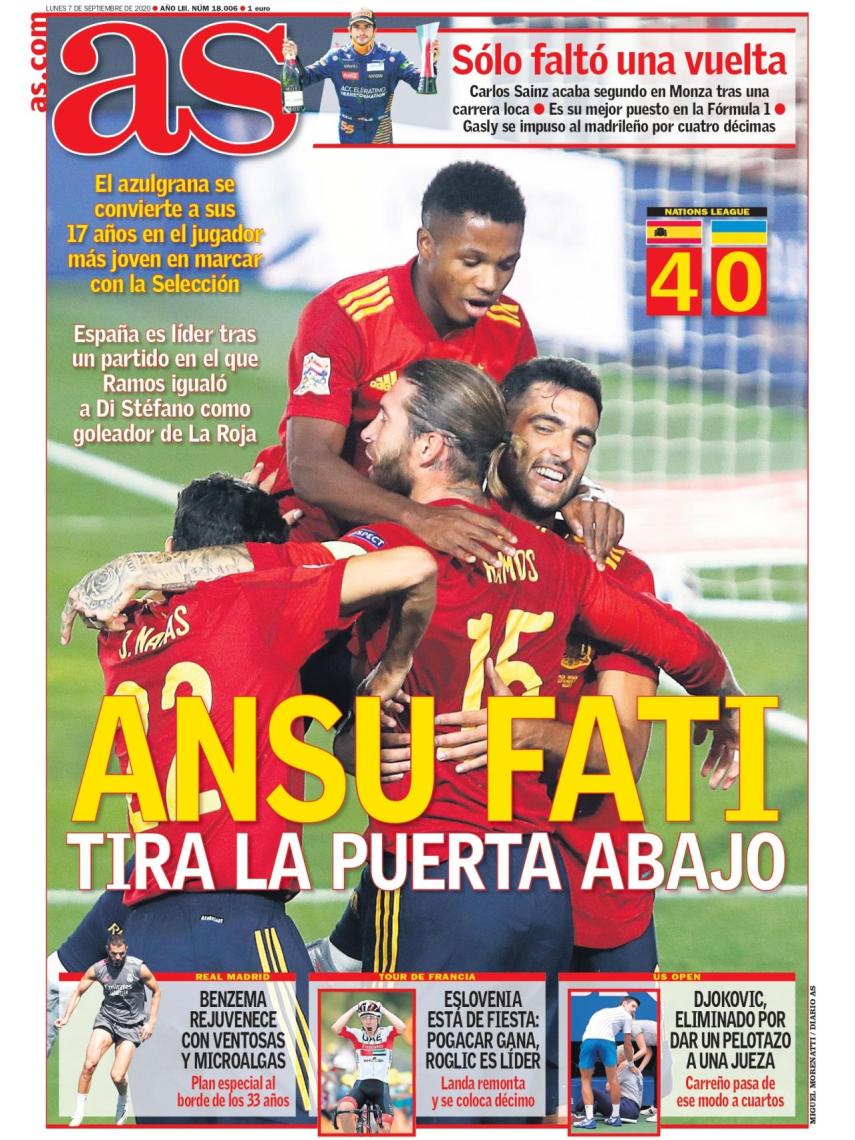 La portada del diario AS (07/09/2020)