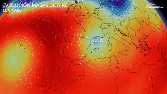 Situación de la DANA con respecto a la Península Ibérica. ElTiempo.es.