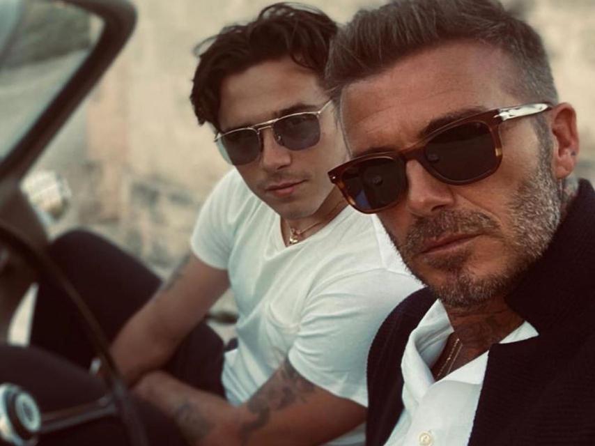 Brooklyn y David Beckham, en Italia.