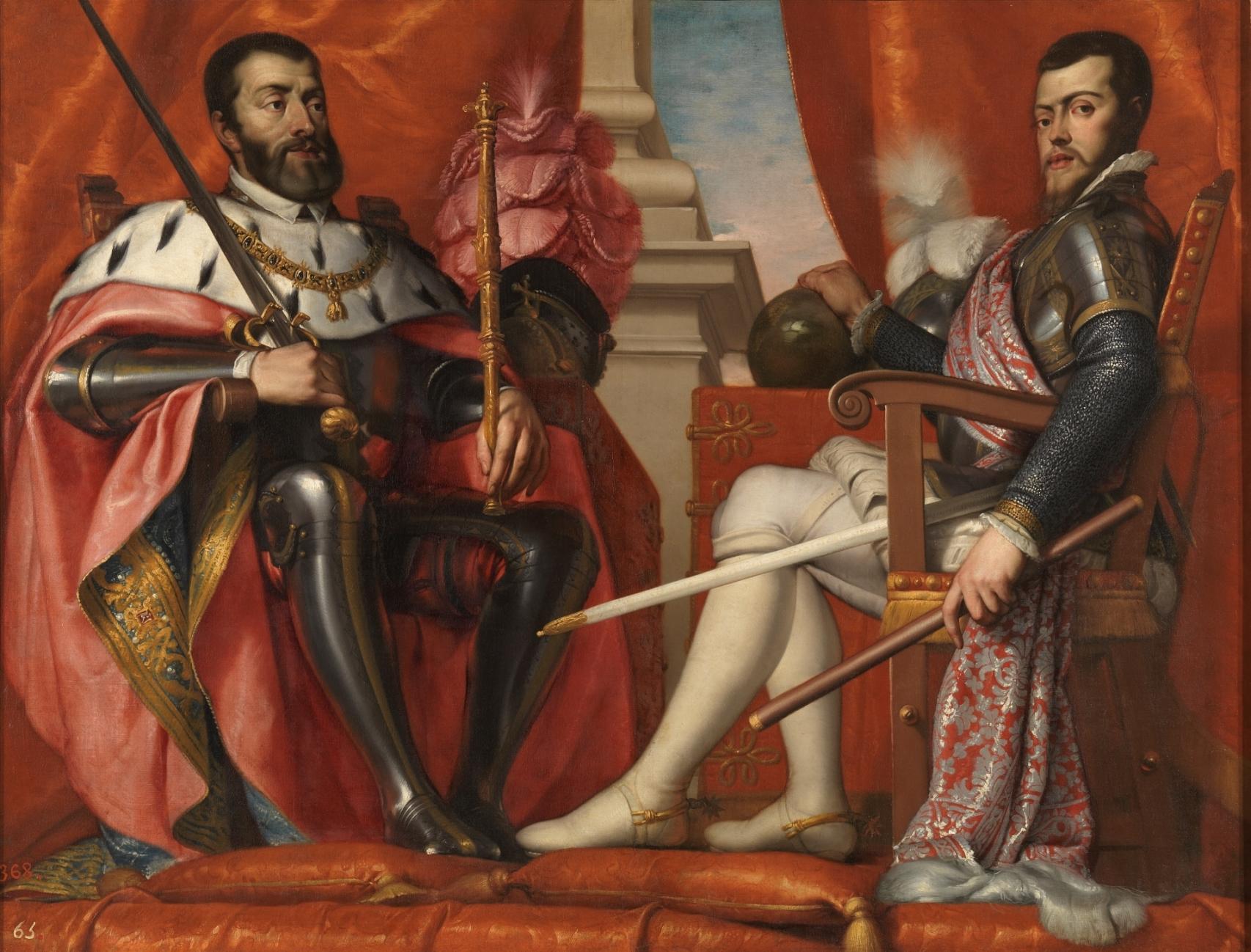 'Carlos V y Felipe II', un lienzo de Antonio Arias Fernández.