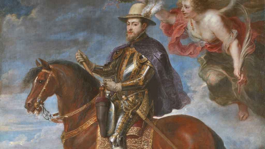 Felipe II a caballo, pintado por Rubens.