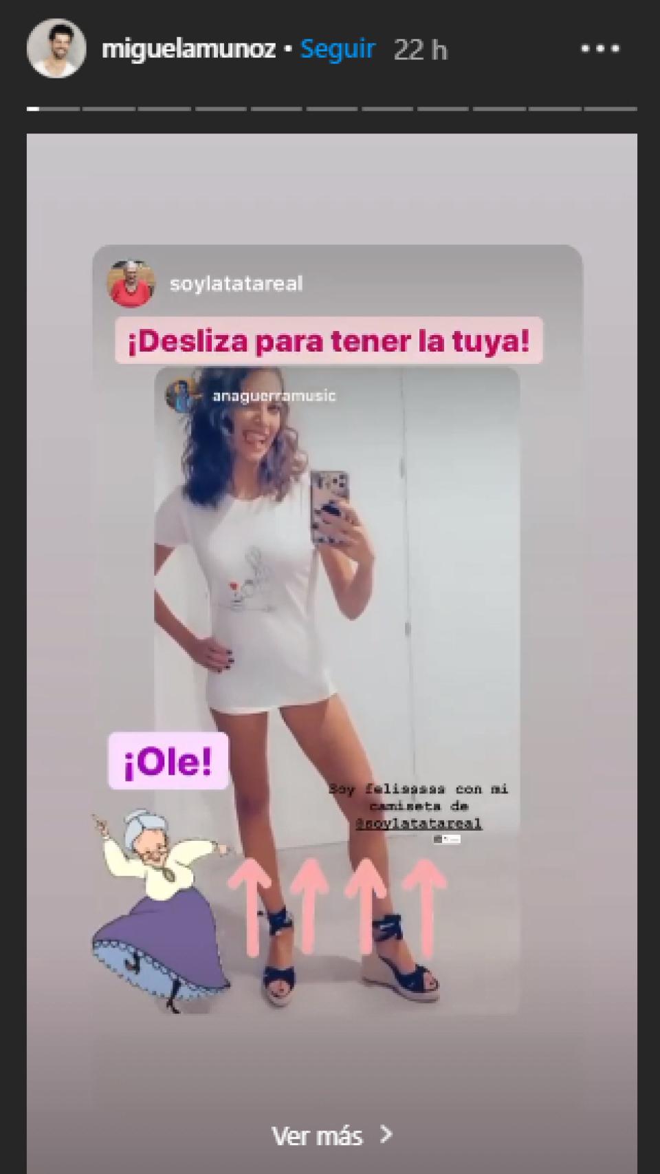 Ana Guerra, luciendo una camiseta de 'La Tata'.