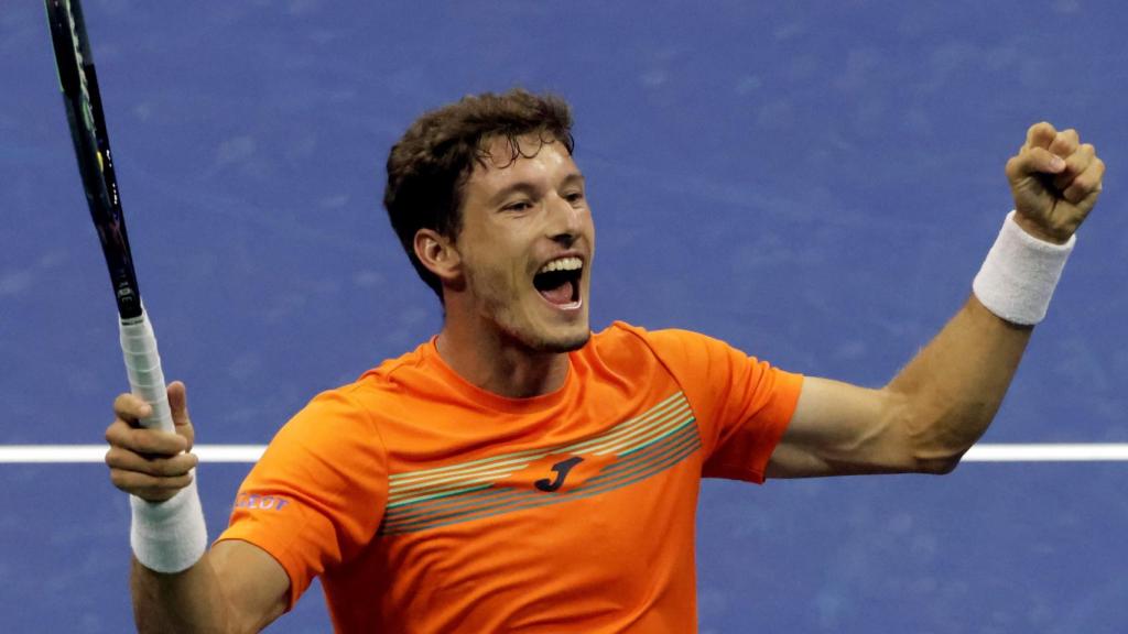 Carreño, celebrando su victoria ante Shapovalov.