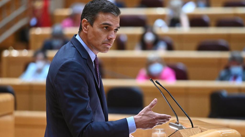 El presidente del Gobierno, Pedro Sánchez, en el Senado.
