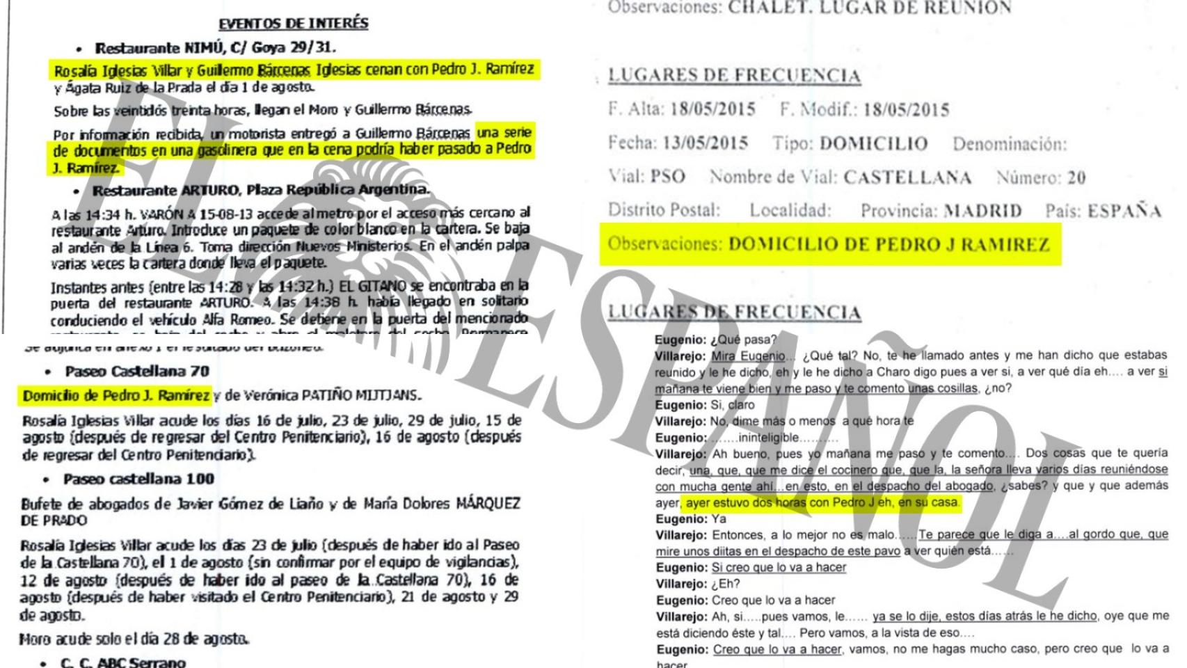 Documentación en la que se aprecia el seguimiento realizado a Pedro J. Ramírez