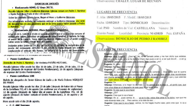 Documentación en la que se aprecia el seguimiento realizado a Pedro J. Ramírez