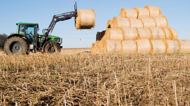 Un vehículo agrícola en pleno trabajo.