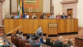 El presidente de la Junta de Andalucía, Juanma Moreno, en el Parlamento andaluz.