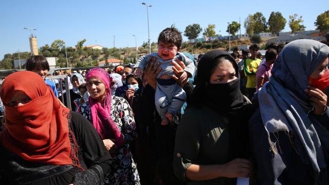 Los solicitantes de asilo que estaban refugiados en Moria.