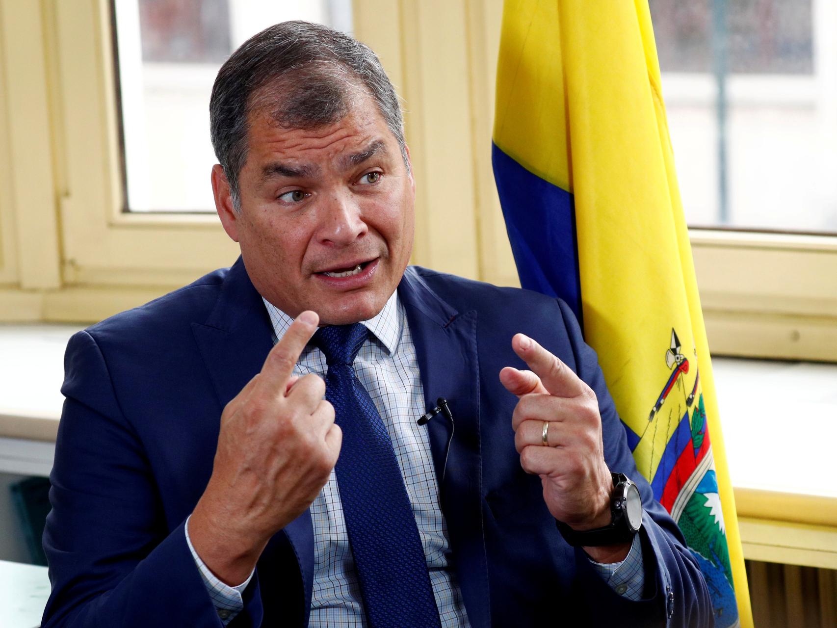 El expresidente ecuatoriano, Rafael Correa, durante una entrevista en Bruselas.