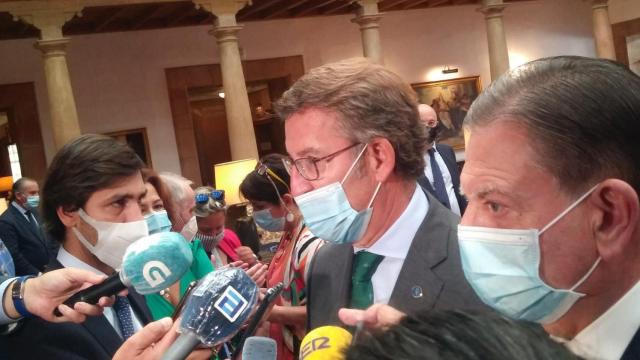 Núñez Feijóo, durante su comparecencia ante los medios.