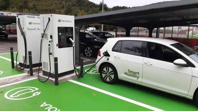 Punto de recarga de coche eléctrico.