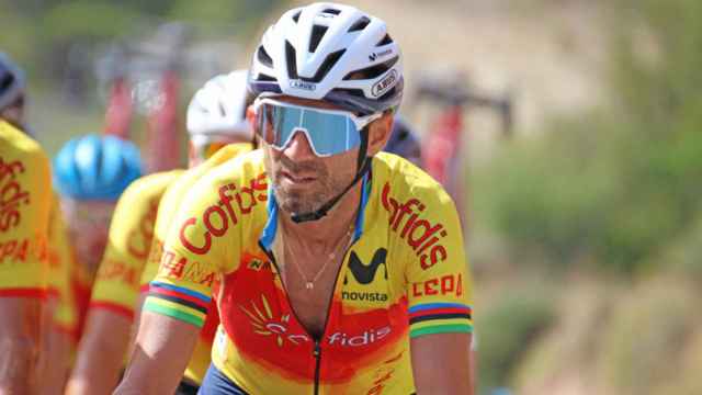 Alejandro Valverde, con el maillot de la selección española de ciclismo