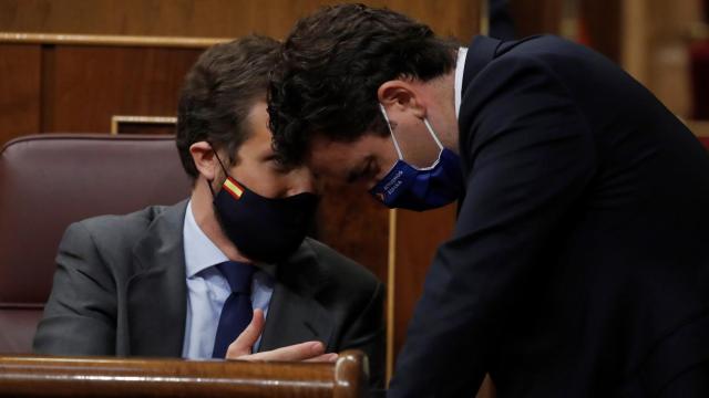 Pablo Casado y Teodoro García Egea en el Congreso de los Diputados.