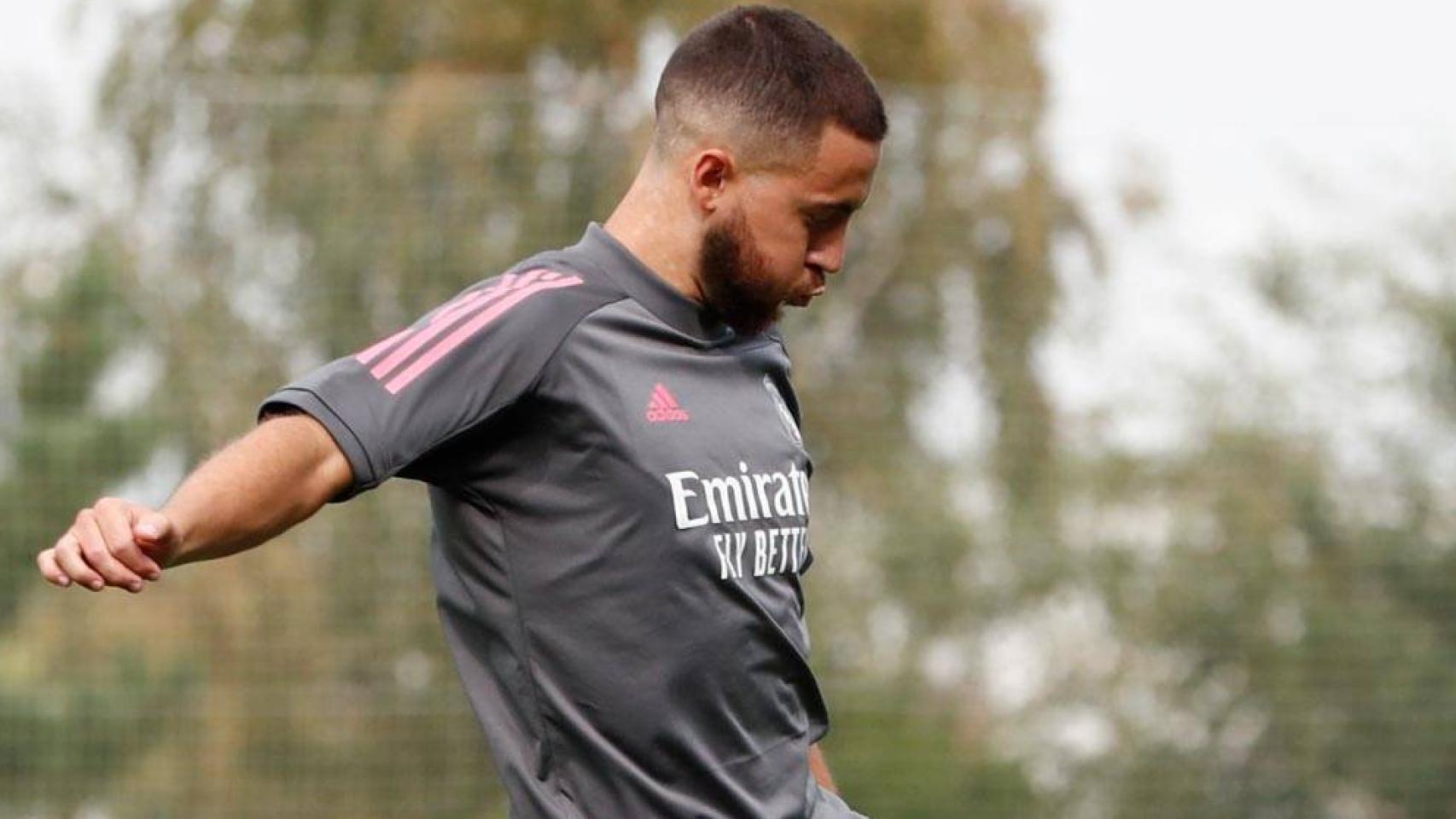 Eden Hazard, durante un entrenamiento del Real Madrid