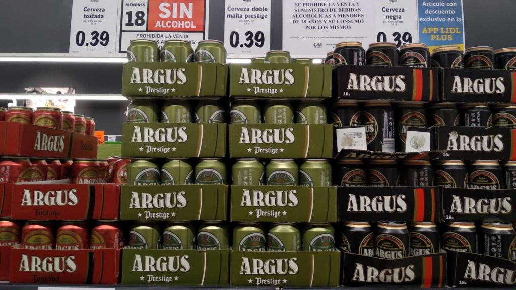 Varios tipos de la cerveza Argus, la marca blanca de esta bebida comerciada en Lidl.