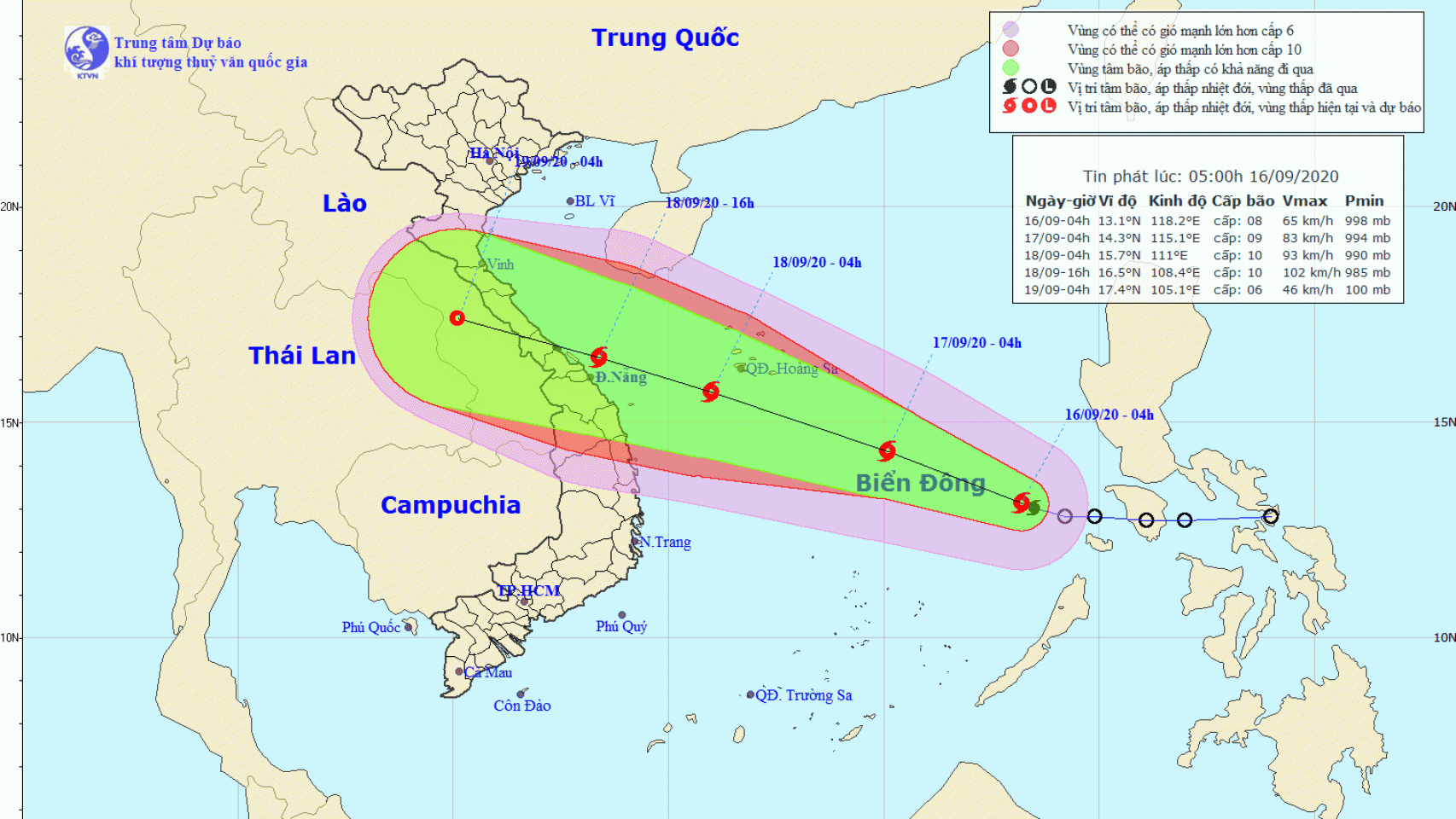 Estado y evolución prevista de la tormenta Noul.