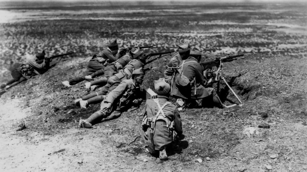 Una unidad de legionarios, durante la Guerra de Marruecos.