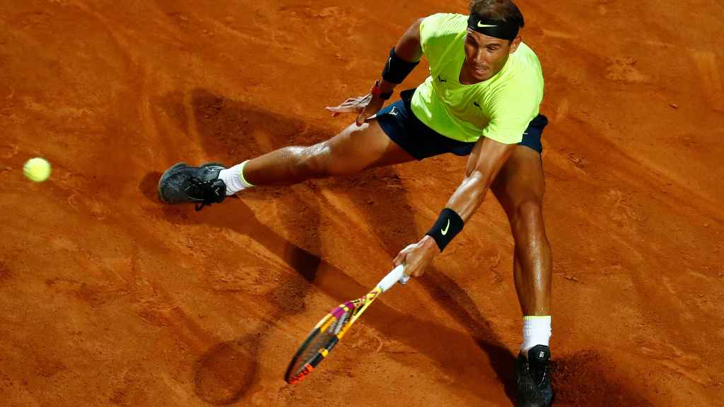 Nadal, durante el partido ante Lajovic.