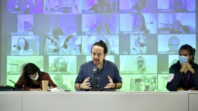 Pablo Iglesias durante su intervención en el Consejo Ciudadano de Podemos.