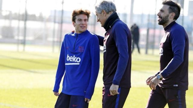 Riqui Puig con Quique Setién