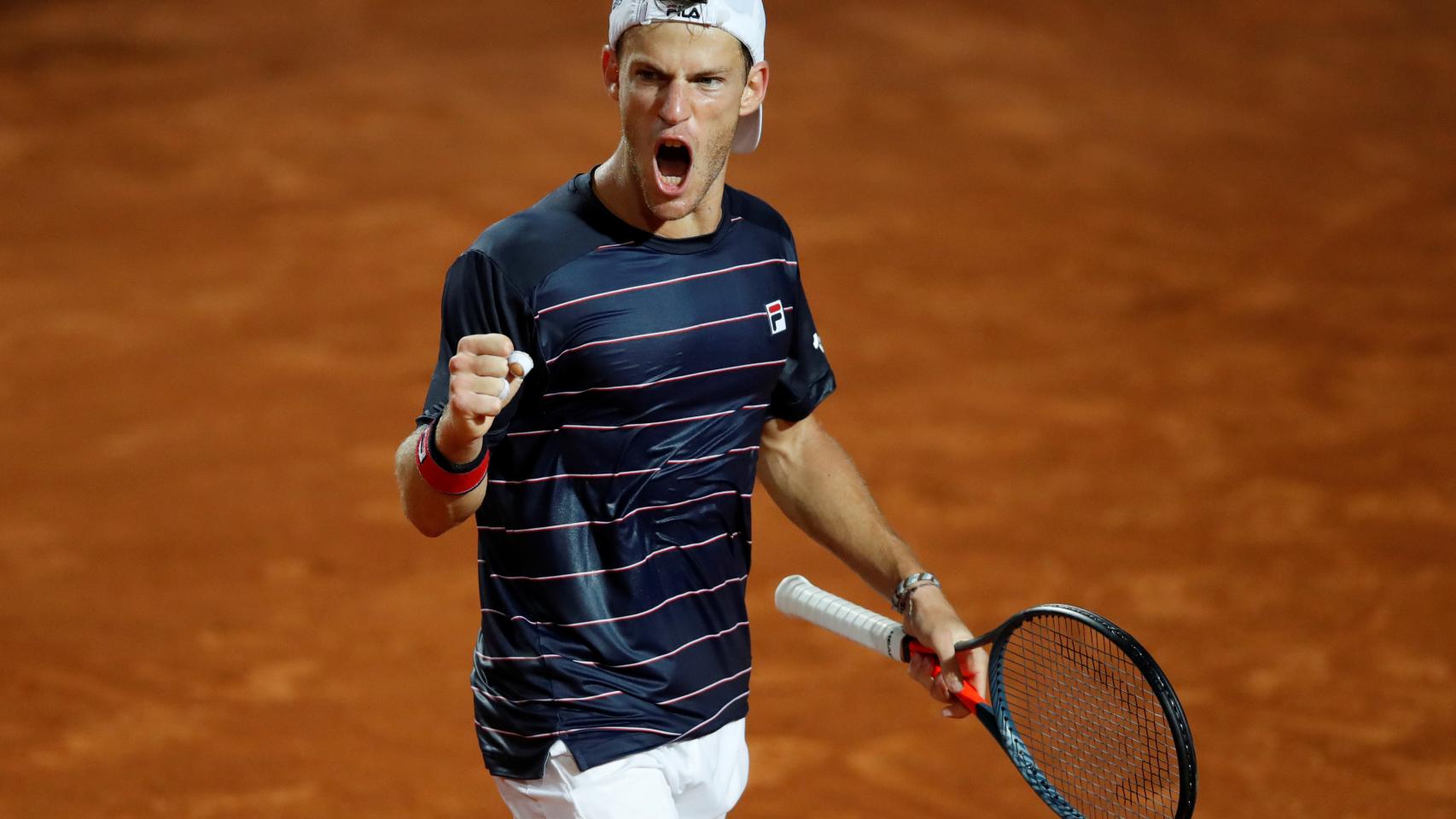 Schwartzman, celebrando su victoria ante Nadal en Roma.