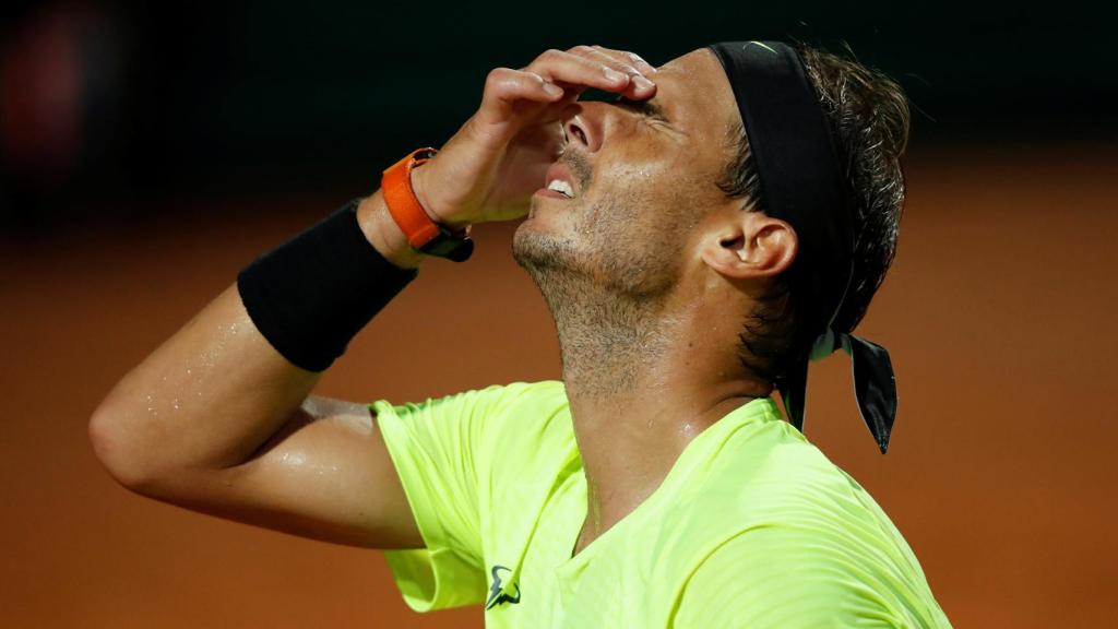 Nadal, lamentándose en el partido ante Schwartzman en Roma.