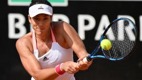 Garbiñe Muguruza, durante el partido frente a Simona Halep en Roma