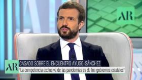 Pablo Casado, presidente del PP, en Telecinco este lunes.