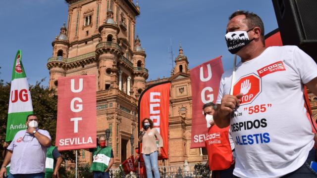 Concentración de Airbus y la industria auxiliar en Sevilla.