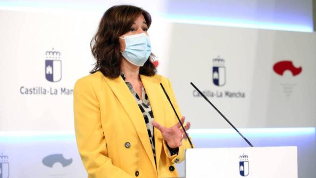 Blanca Fernández, consejera portavoz del Gobierno de Castilla-La Mancha, este miércoles en rueda de prensa. Foto: Óscar Huertas