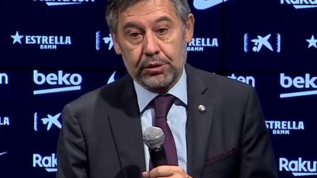 Bartomeu en la despedida de Luis Suárez