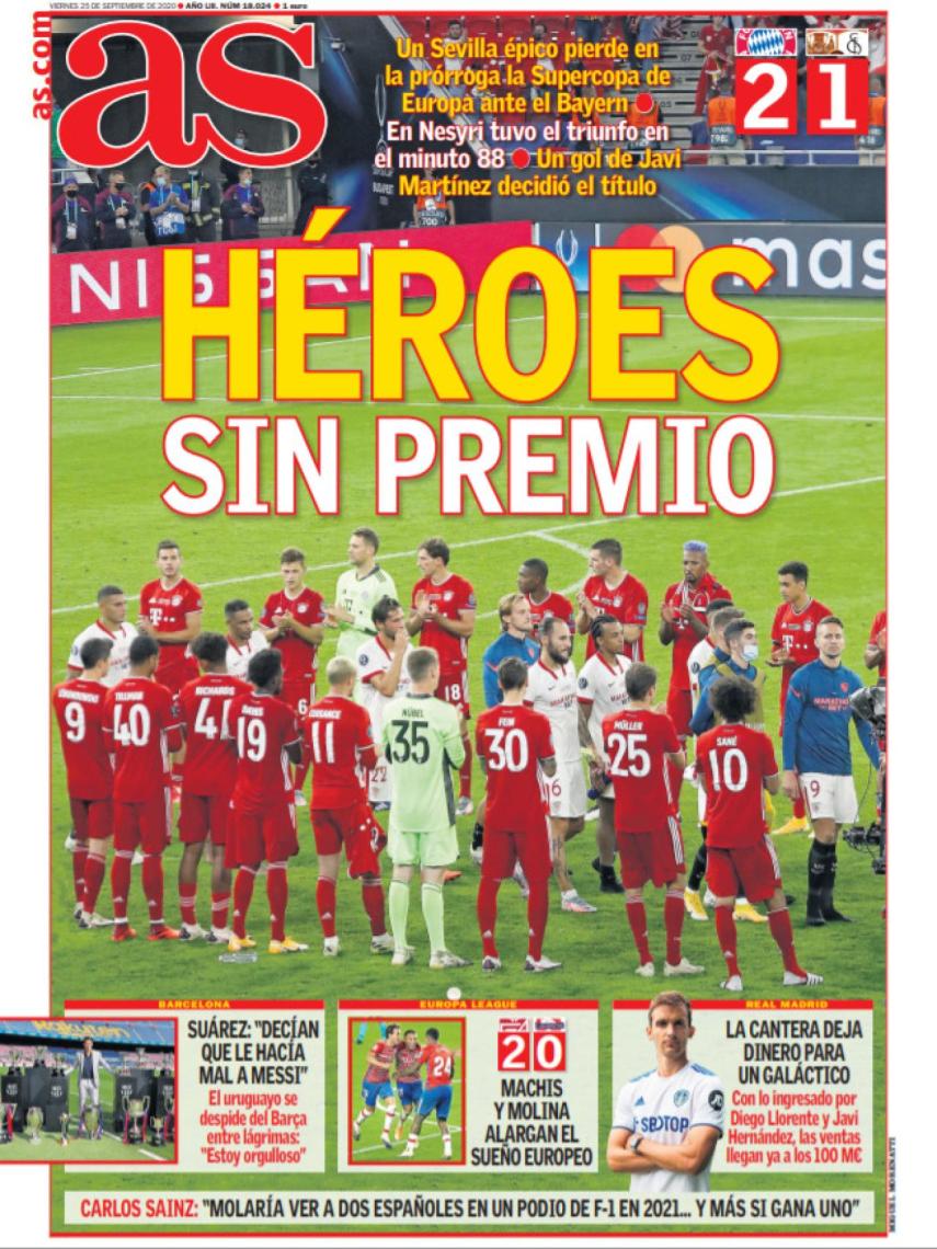 La portada del diario AS (25/09/2020)