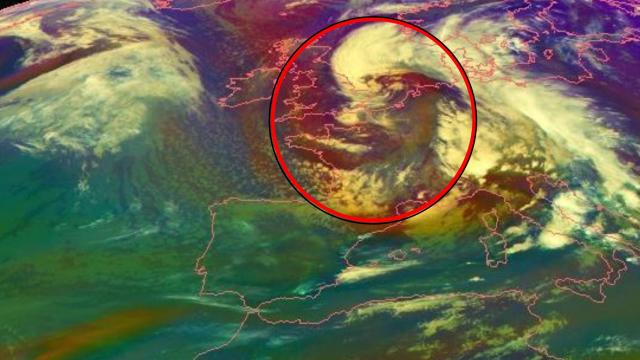 Posición de la borrasca 'Odette' sobre Europa. AEMET/EUMETSAT