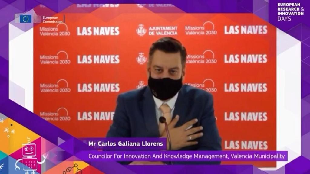 Carlos Galiana, durante la intervención en la que fingió hablar inglés ante la CE.