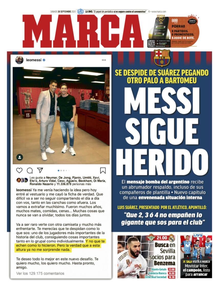 Portada MARCA 26-09-2020