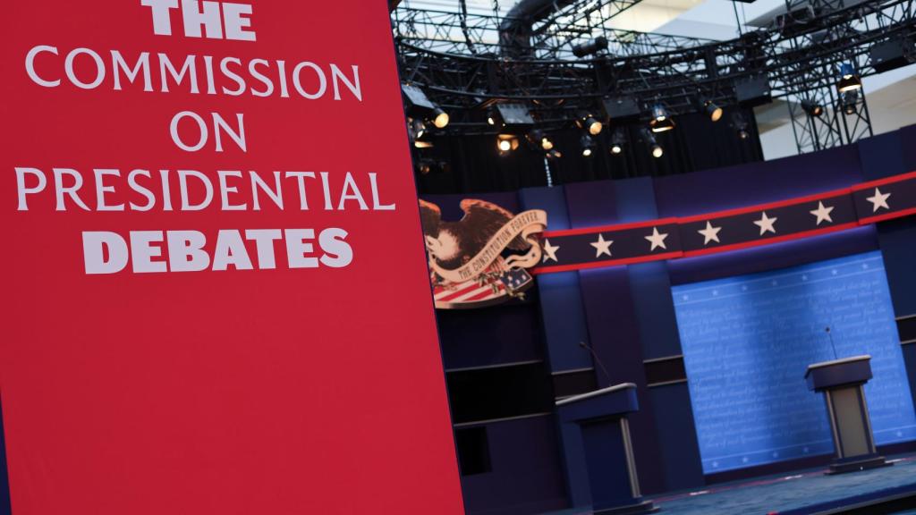 El escenario que se está preparando para el primer debate presidencial entre Trump y Biden.