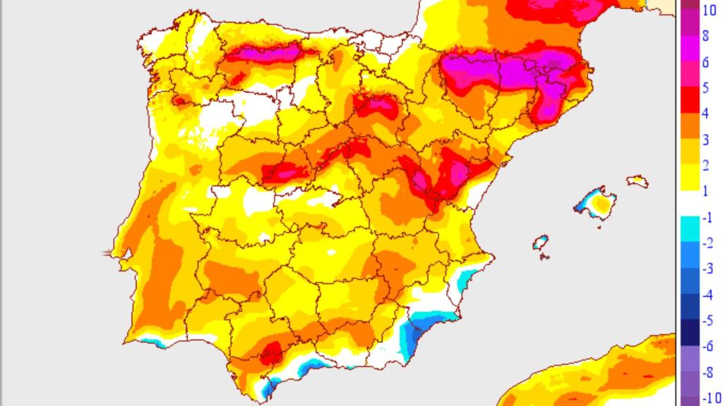 Variaciones de temperaturas máximas durante el Veranillo de San Miguel. AEMET